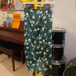 Green Floral Urban Outfitters Shirt with Slit (Size S)